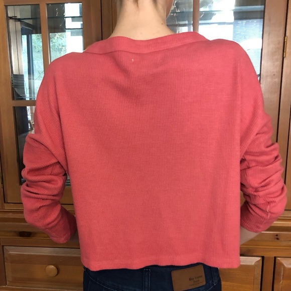 EUC Aeropostale Button-Up Crop Thermal - Picture 2 of 4